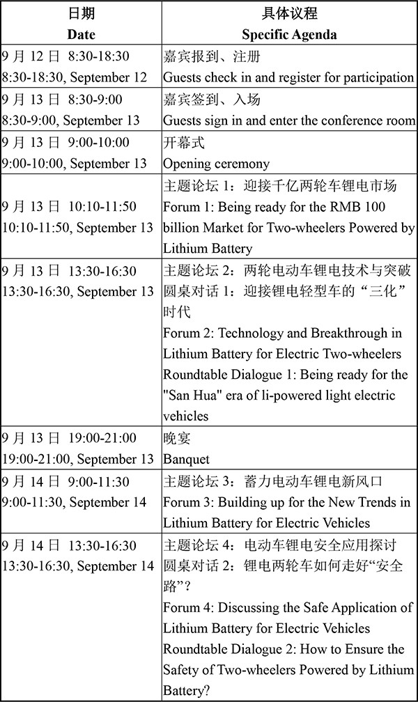 日程安排-2021輕型電動車用鋰電池技術(shù)及應用交流會